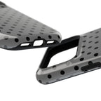 Gray Polka Dot protective phone case, close-up at an angle