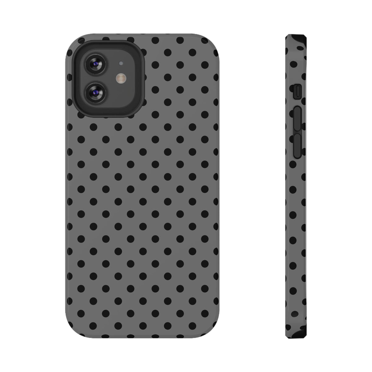 Gray Polka Dot protective phone case for iPhone 12, glossy finish