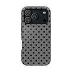 Gray Polka Dot MagSafe case for iPhone 18 Pro, glossy finish