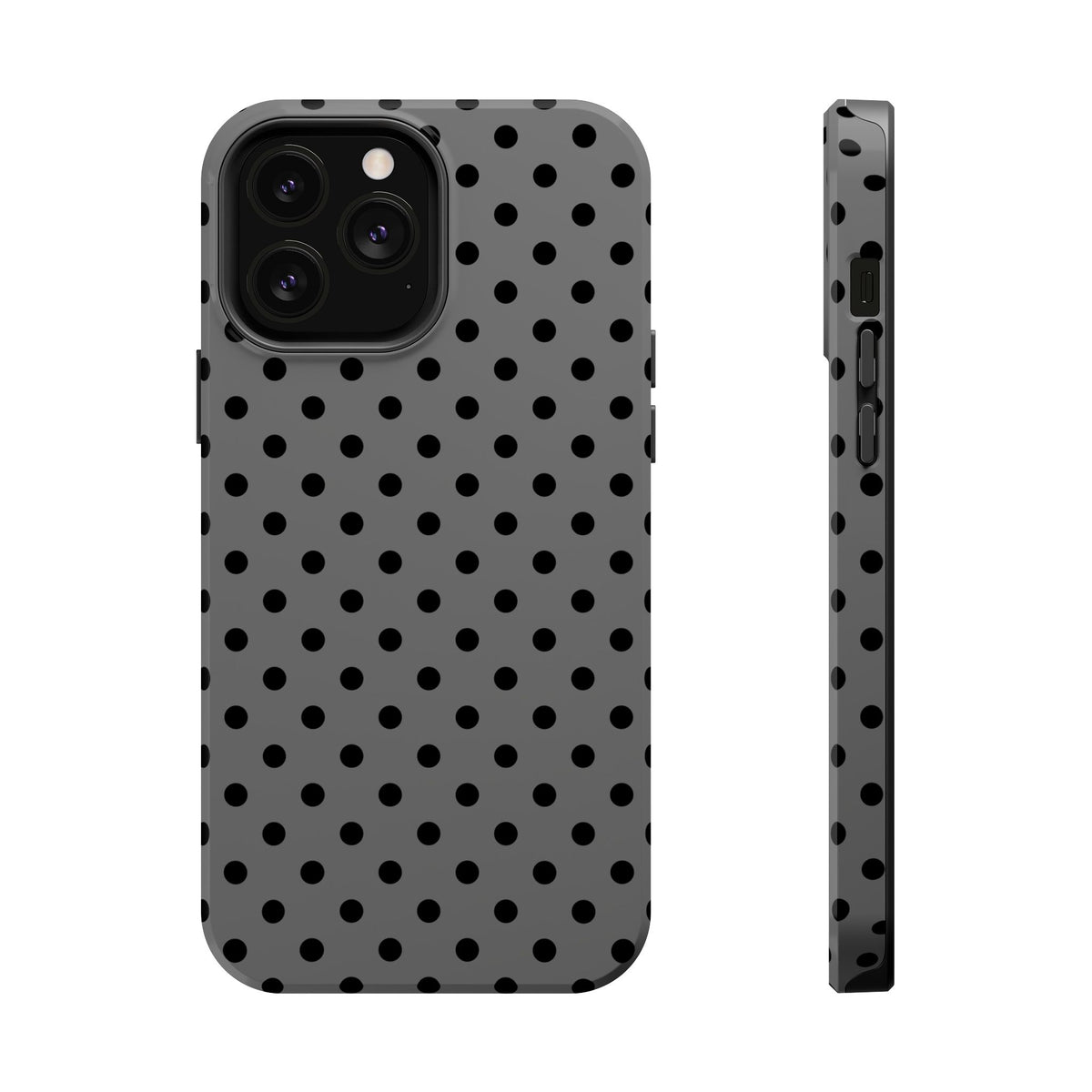 Gray Polka Dot MagSafe case for iPhone 13 Pro Max, glossy finish