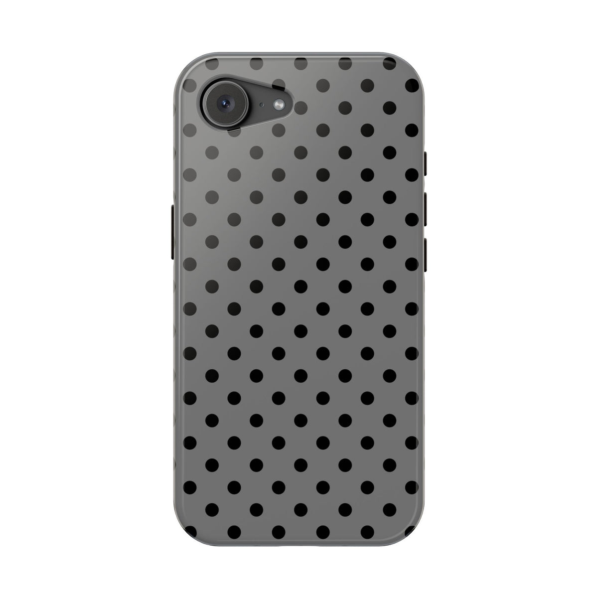 Gray Polka Dot MagSafe case for iPhone 16e, matte finish
