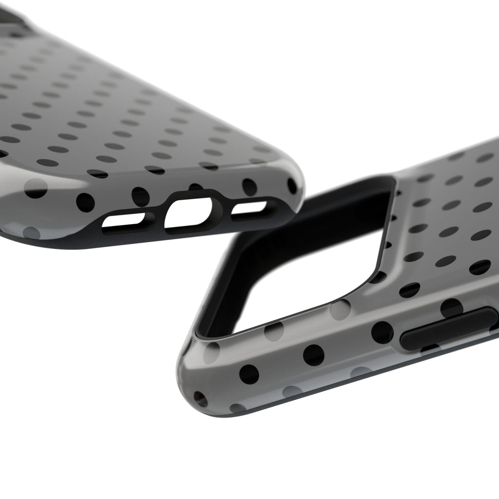 Gray Polka Dot MagSafe case, close-up at an angle