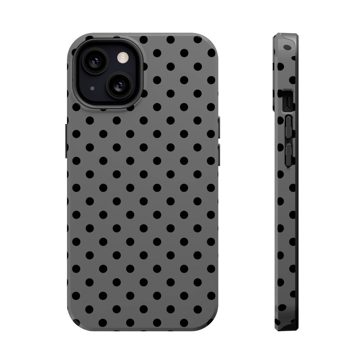 Gray Polka Dot MagSafe case for iPhone 13, glossy finish