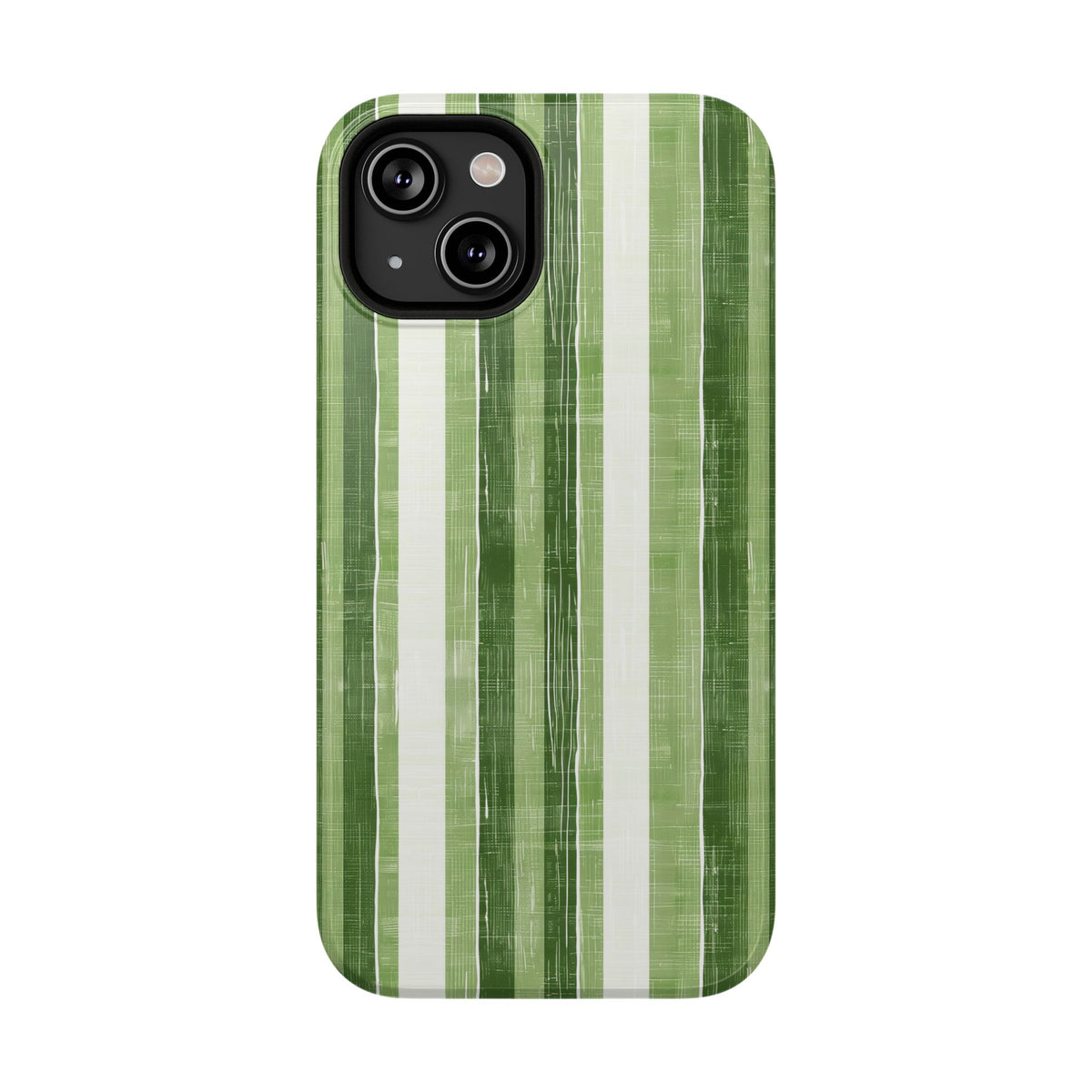 Green Stripe protective phone case for iPhone 14, glossy finish