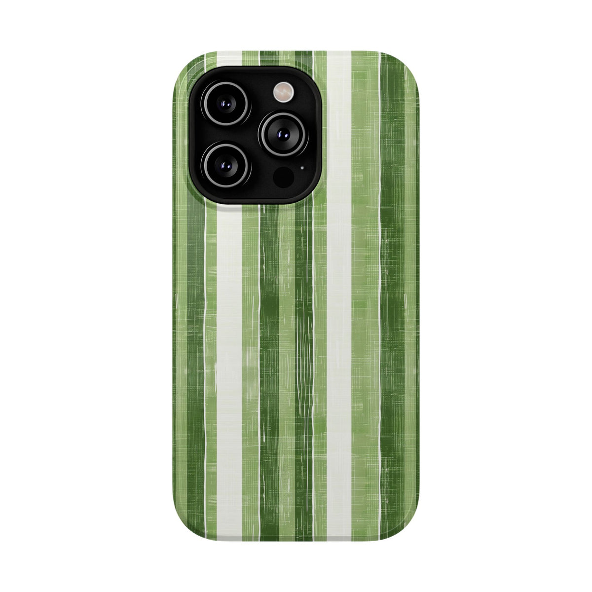 Green Stripe protective phone case for iPhone 14 Pro, glossy finish