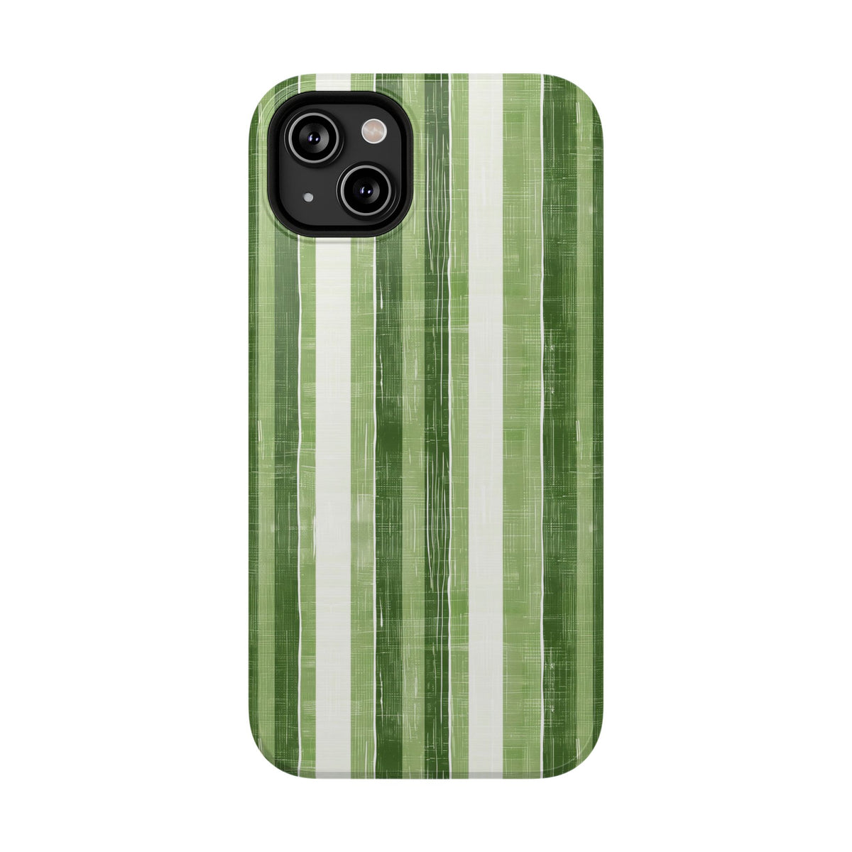 Green Stripe protective phone case for iPhone 14 Plus, glossy finish