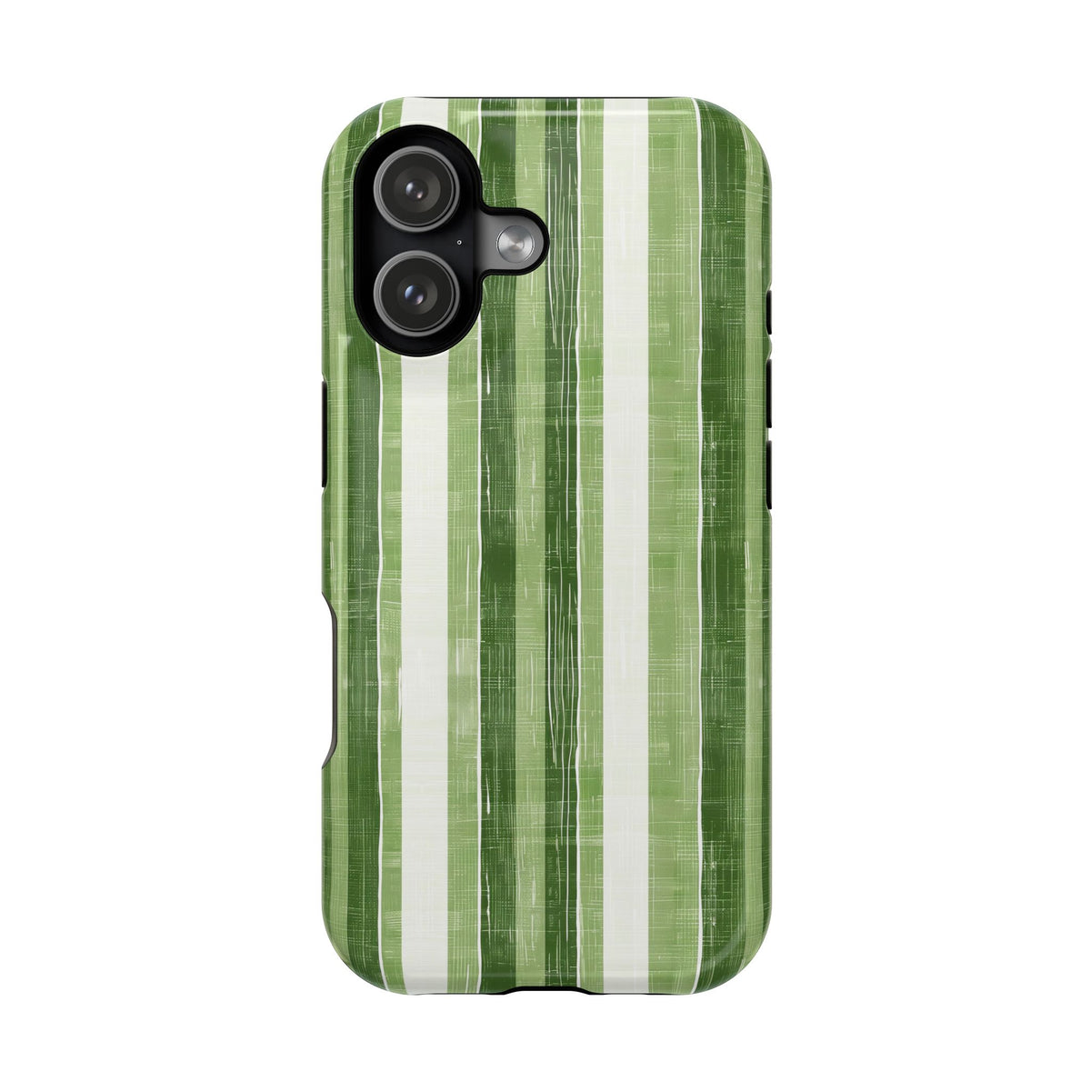 Green Stripe protective phone case for iPhone 17, glossy finish