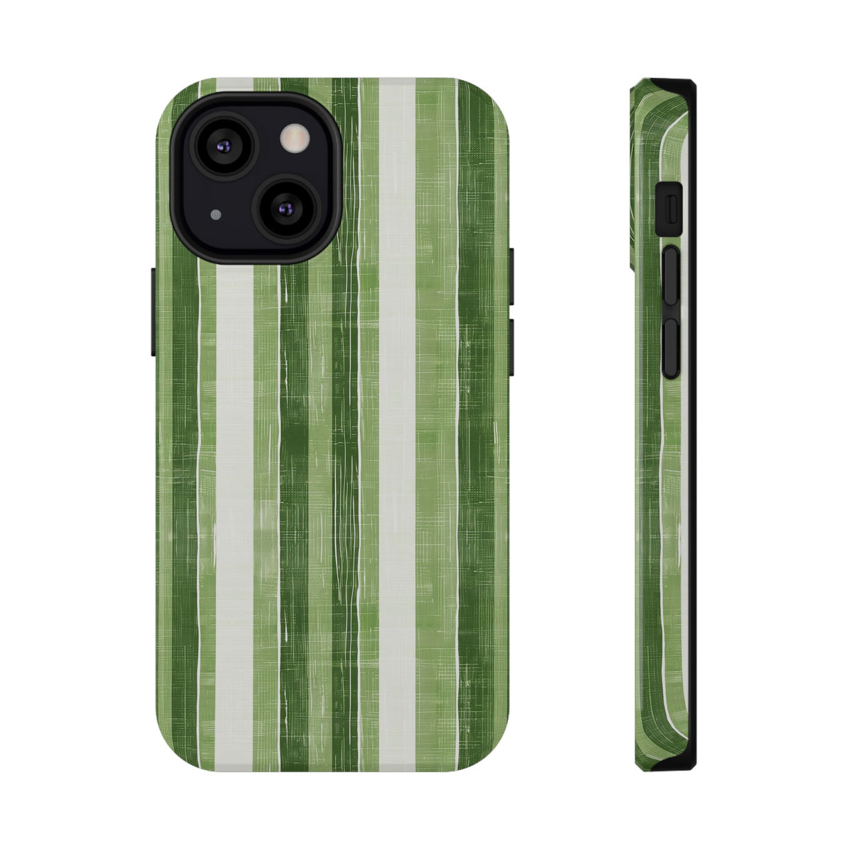 Green Stripe protective phone case for iPhone 13 Mini, glossy finish