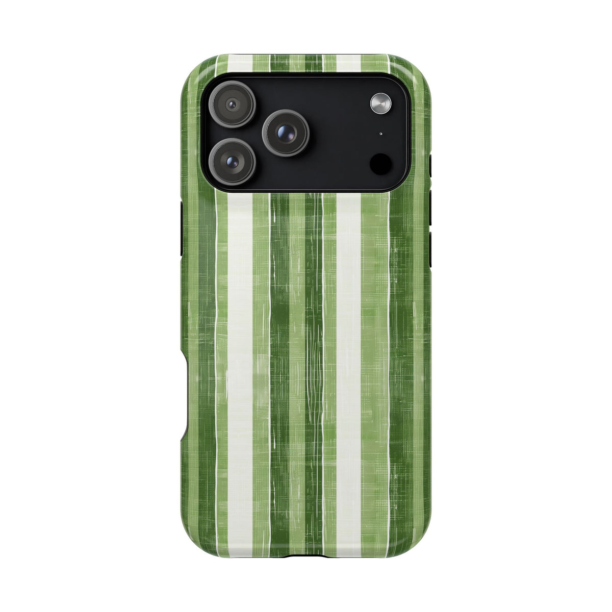 Green Stripe protective phone case for iPhone 17 Pro Max, glossy finish