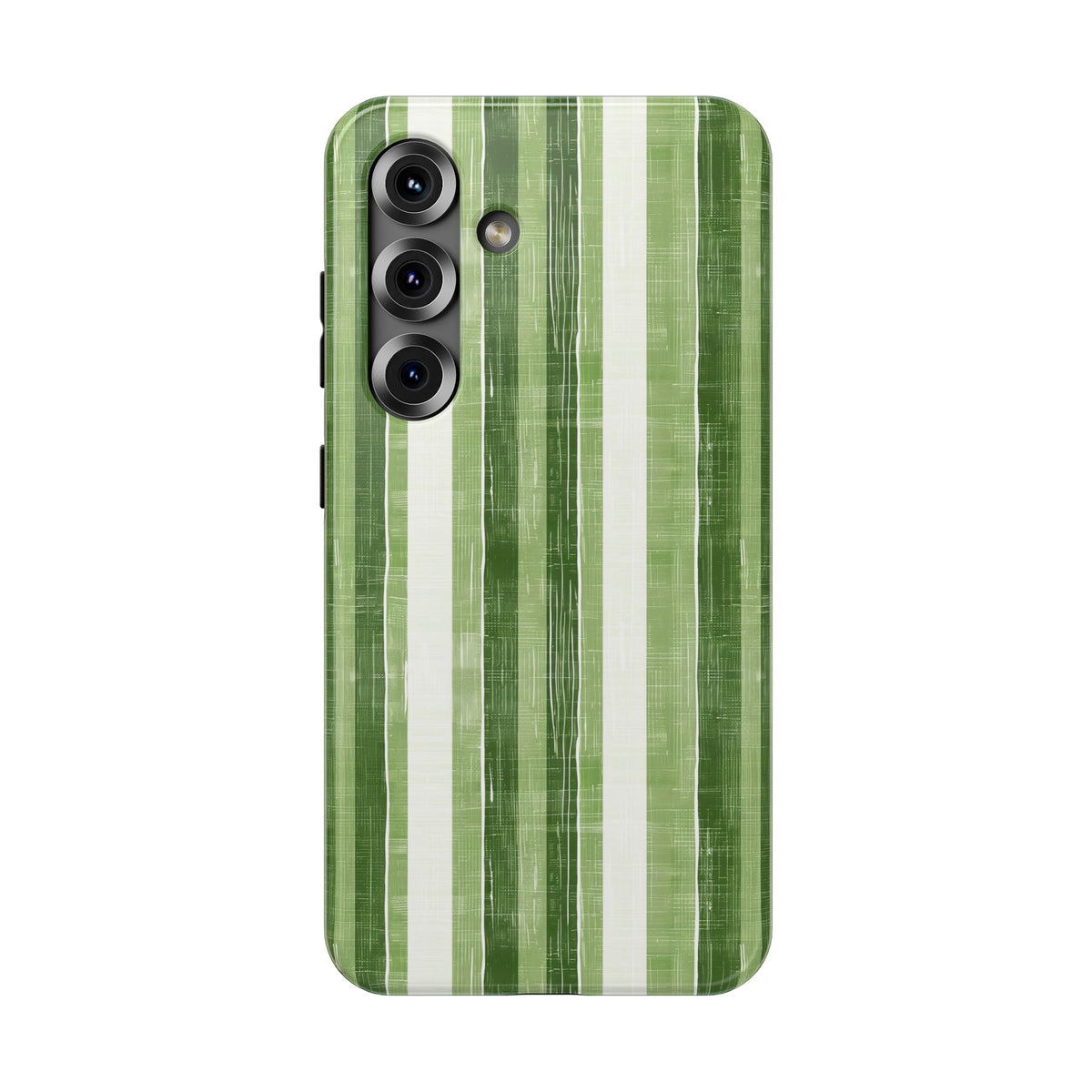Green Stripe protective phone case for Samsung Galaxy S25, glossy finish