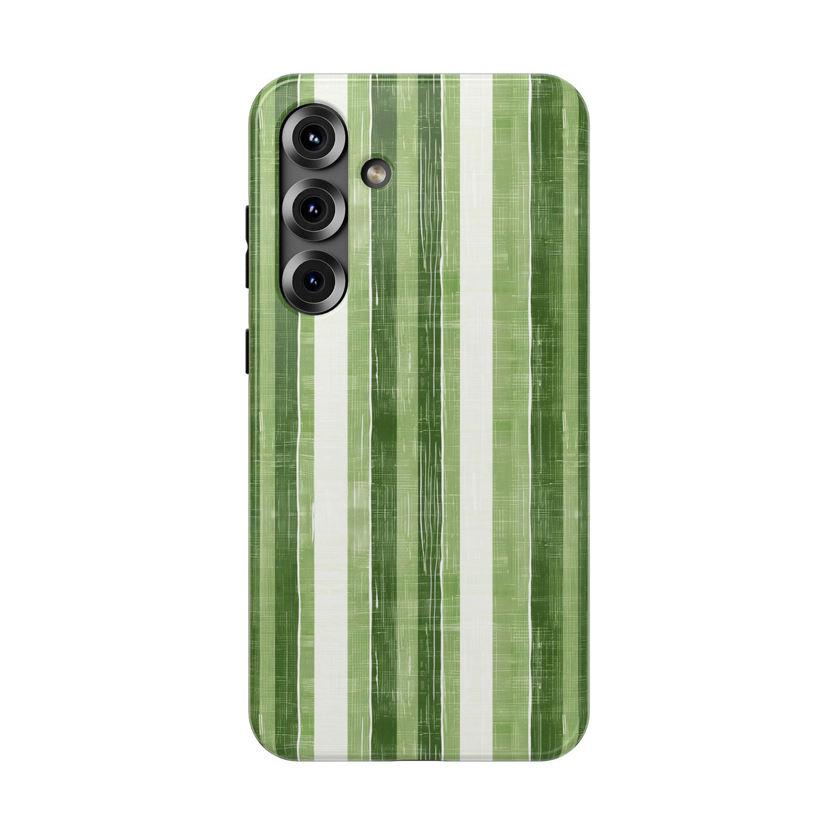 Green Stripe protective phone case for Samsung Galaxy S25 Plus, glossy finish