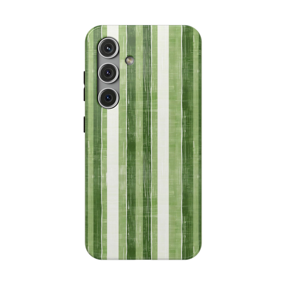 Green Stripe protective phone case for Samsung Galaxy S24, glossy finish
