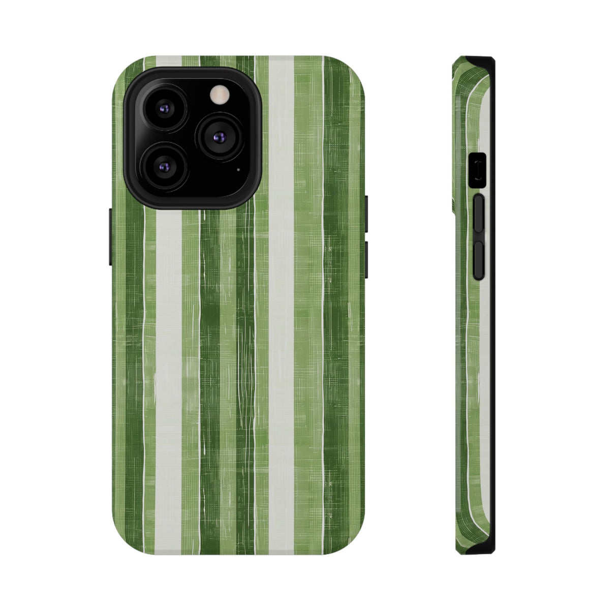 Green Stripe protective phone case for iPhone 13 Pro, glossy finish