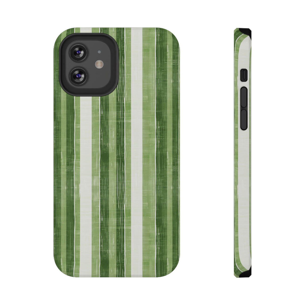 Green Stripe protective phone case for iPhone 12, glossy finish