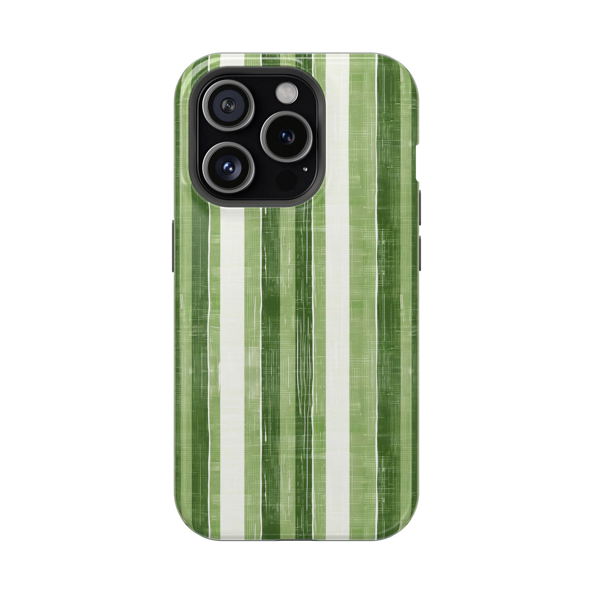 Green Stripe MagSafe case for iPhone 15 Pro, glossy finish