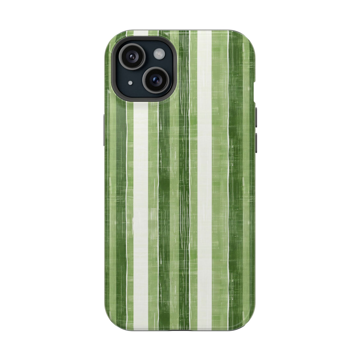 Green Stripe MagSafe case for iPhone 15 Plus, glossy finish