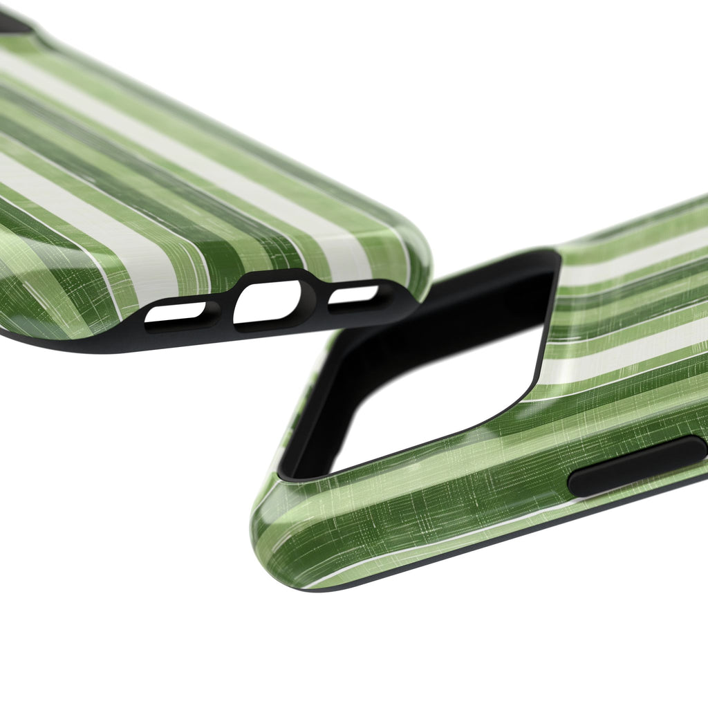 Green Stripe MagSafe case, close-up at an angle