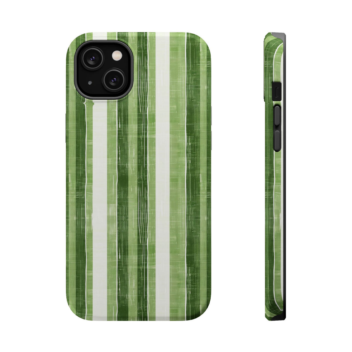 Green Stripe MagSafe case for iPhone 14 Plus, glossy finish