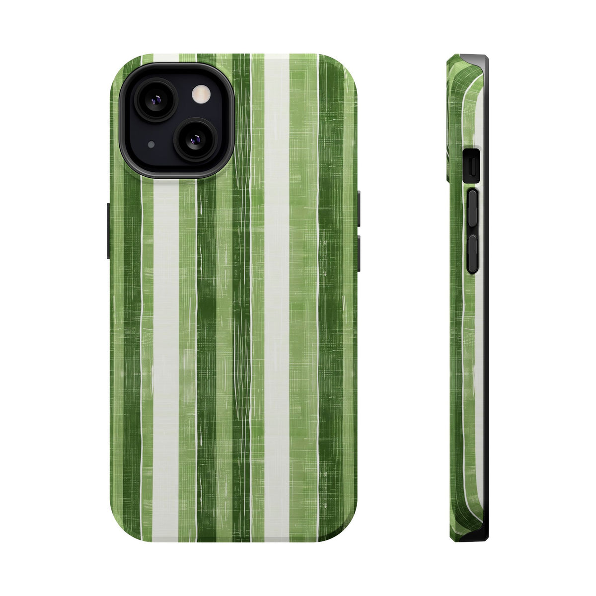 Green Stripe MagSafe case for iPhone 13, glossy finish