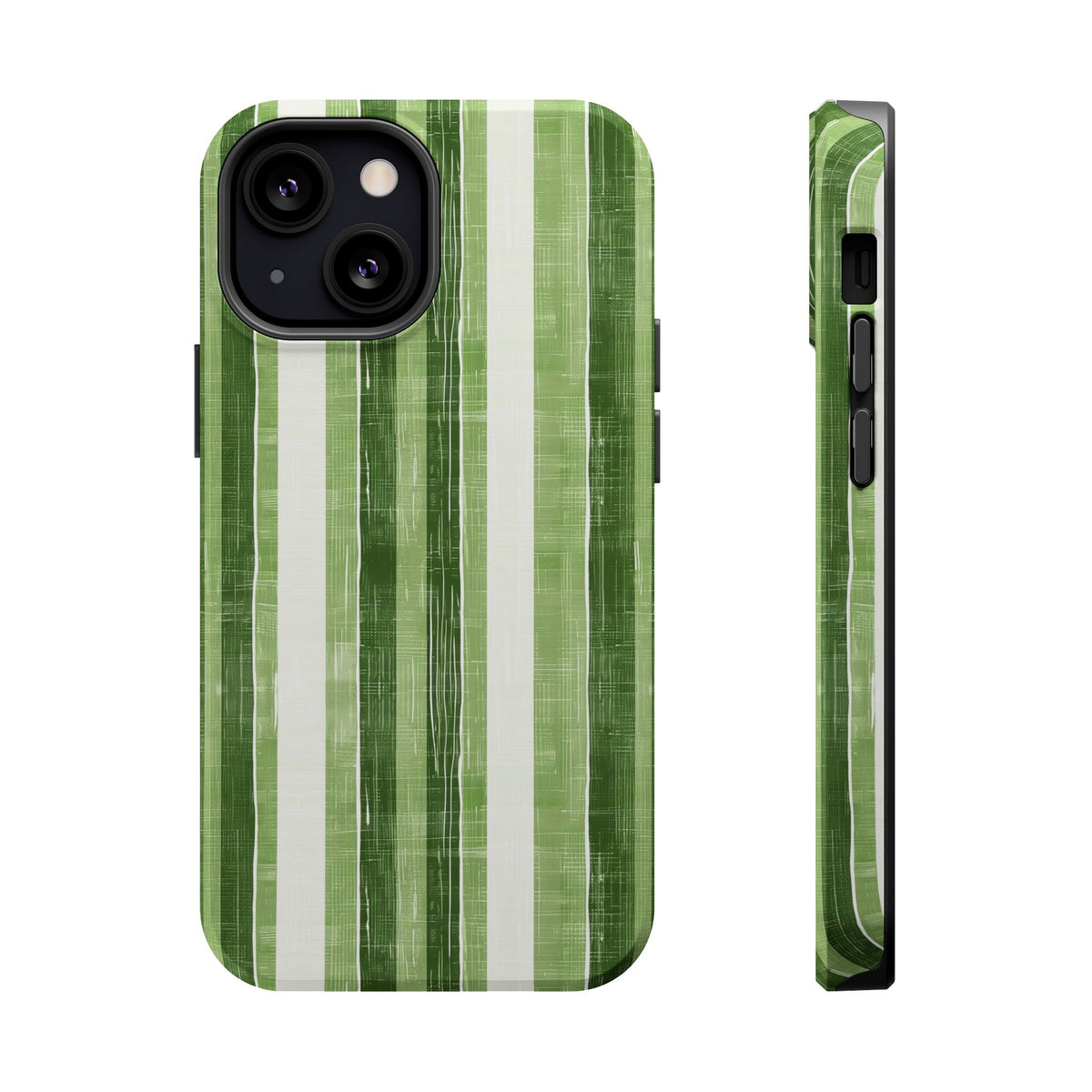 Green Stripe MagSafe case for iPhone 13 Mini, glossy finish