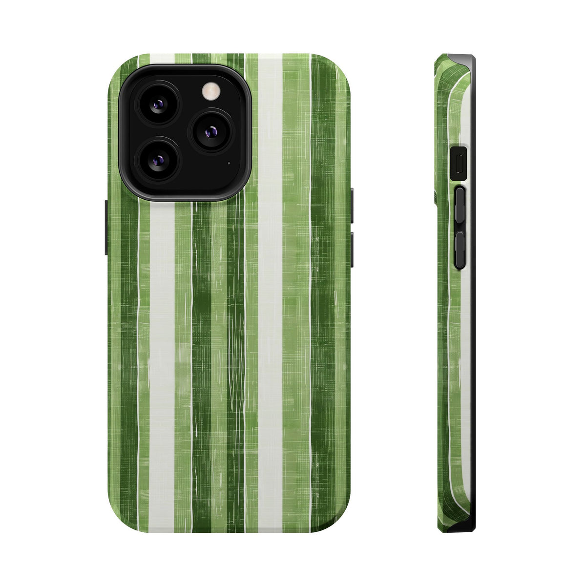 Green Stripe MagSafe case for iPhone 13 Pro, glossy finish