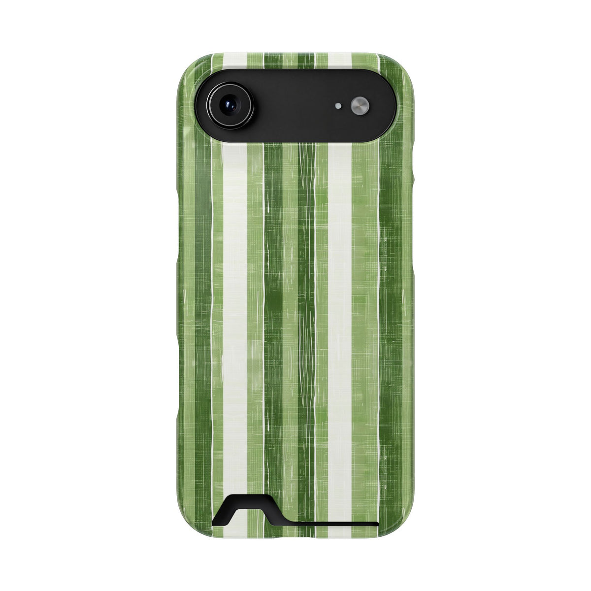 Green Stripe phone case with card holder for iPhone 17 Air, glossy finish
