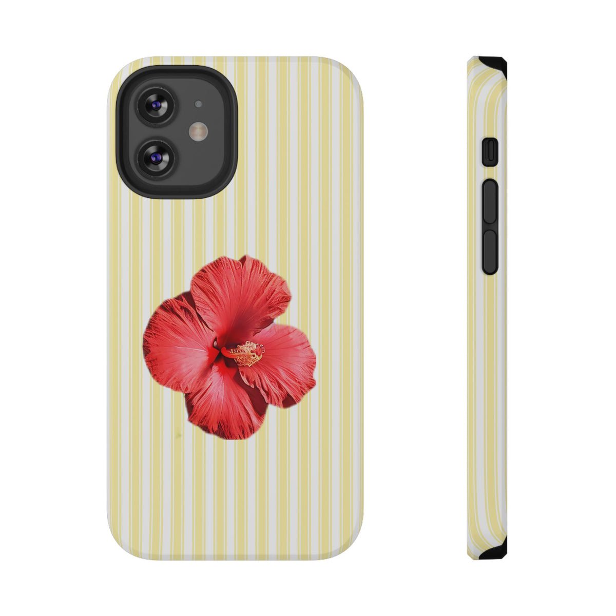 Hibiscus Stripe protective phone case for iPhone 12 Mini, glossy finish