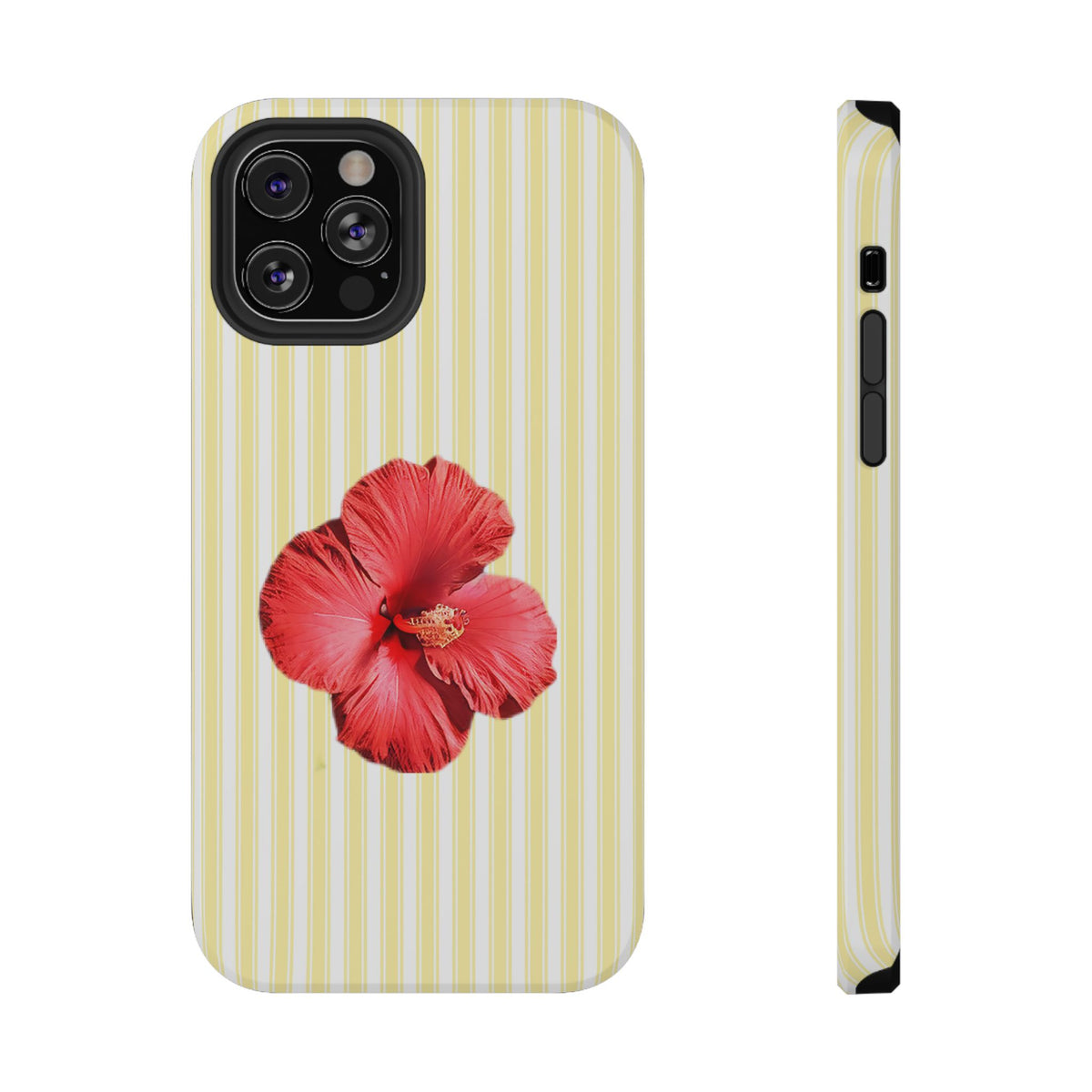 Hibiscus Stripe protective phone case for iPhone 12 Pro, glossy finish