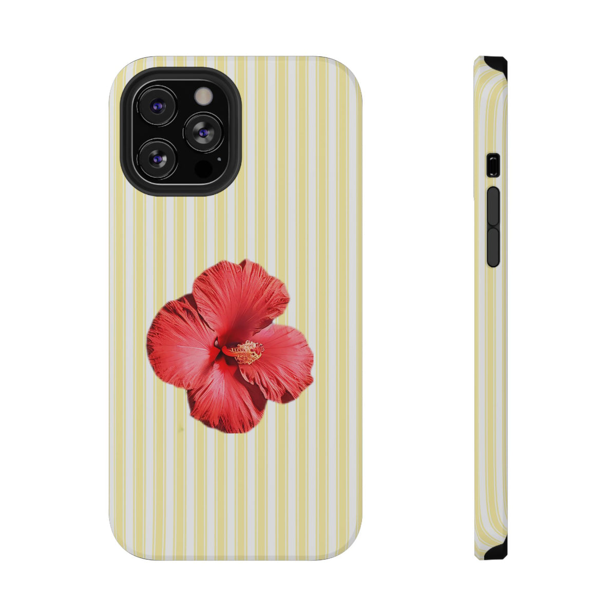 Hibiscus Stripe protective phone case for iPhone 12 Pro Max, glossy finish