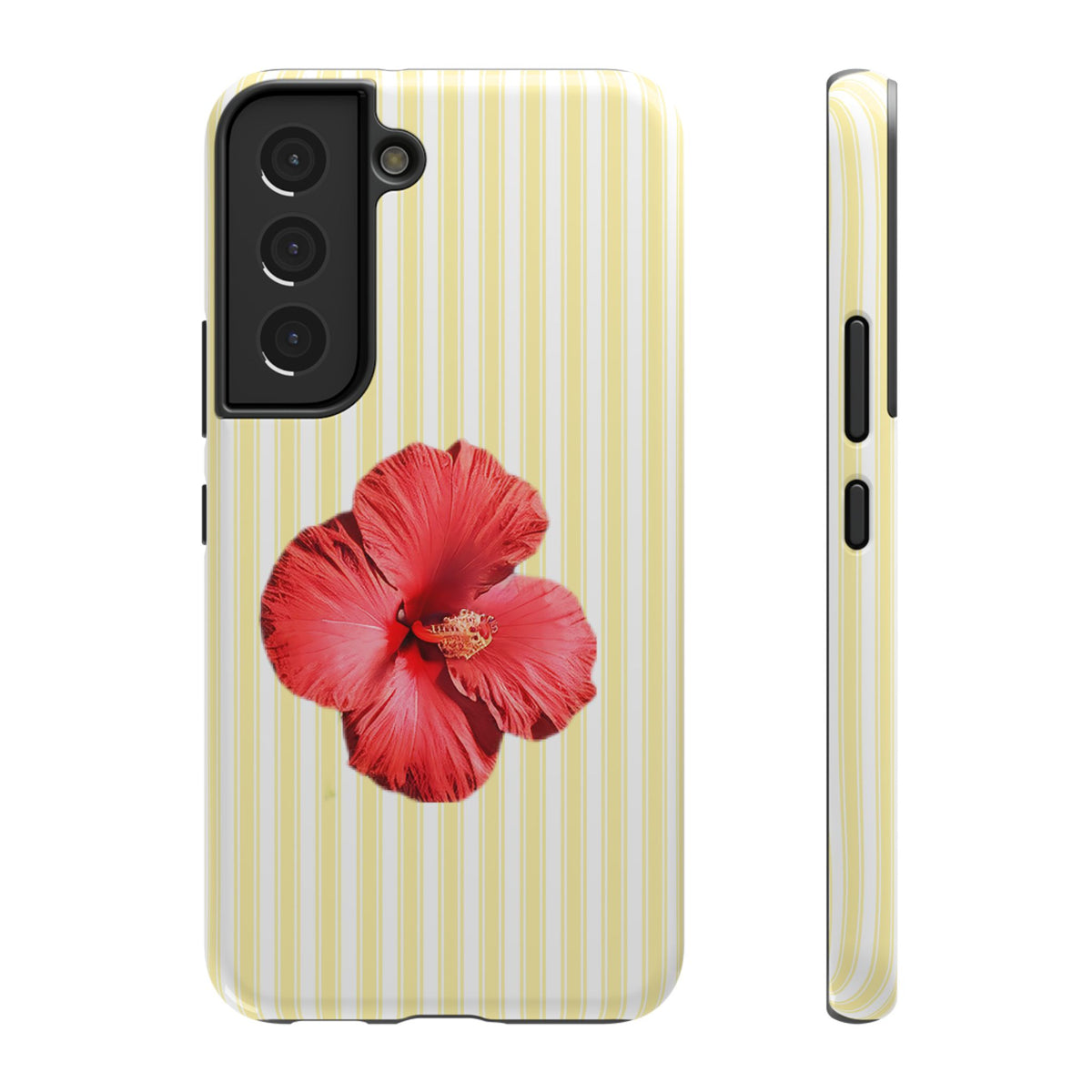 Hibiscus Stripe protective phone case for Samsung Galaxy S22, glossy finish