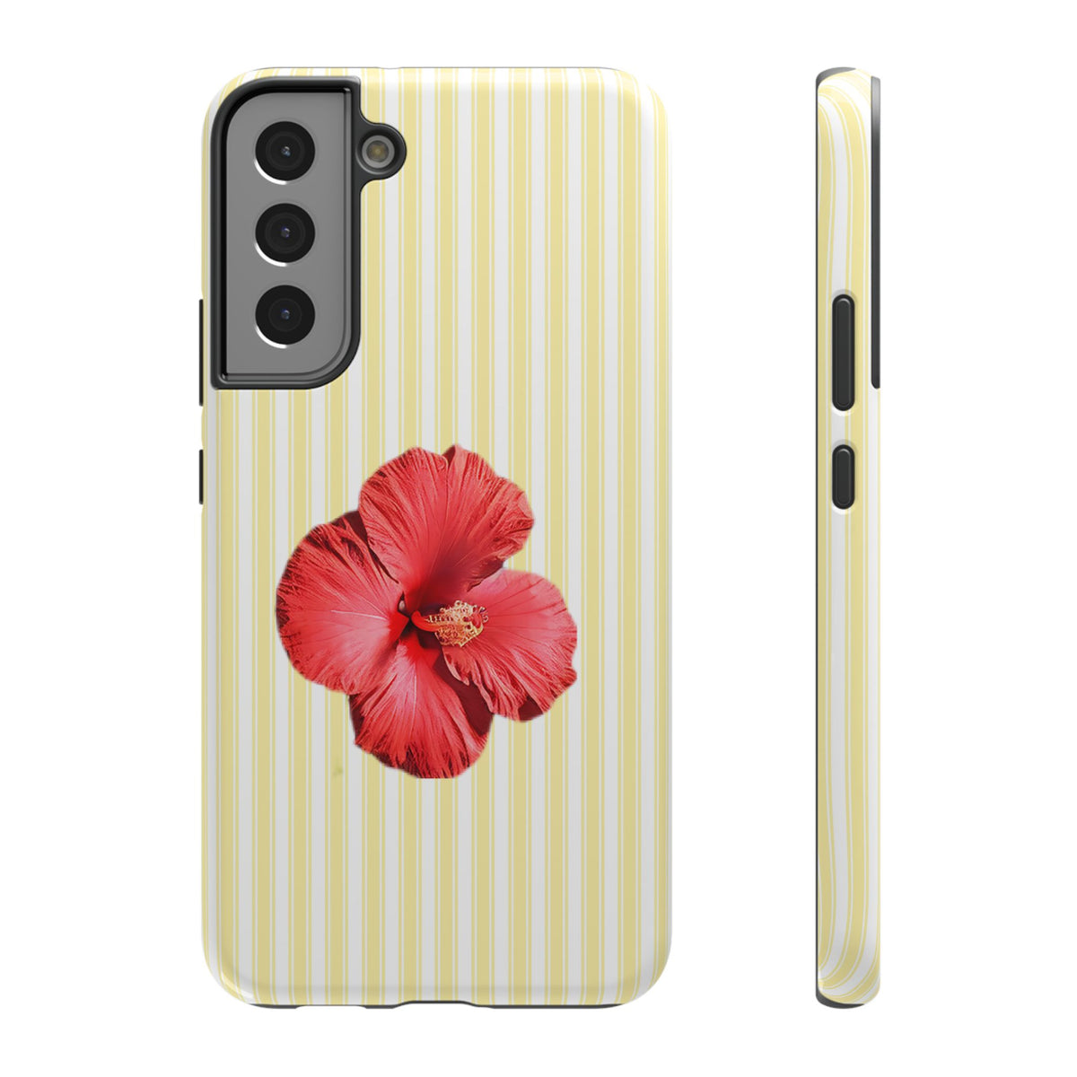 Hibiscus Stripe protective phone case for Samsung Galaxy S22 Plus, glossy finish