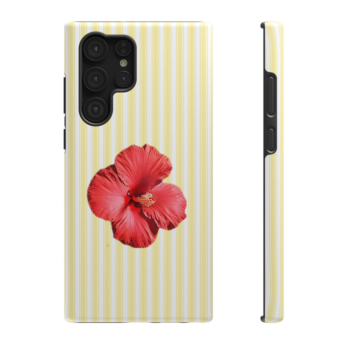 Hibiscus Stripe protective phone case for Samsung Galaxy S22 Ultra, glossy finish