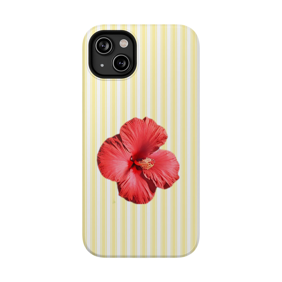 Hibiscus Stripe protective phone case for iPhone 14 Plus, glossy finish