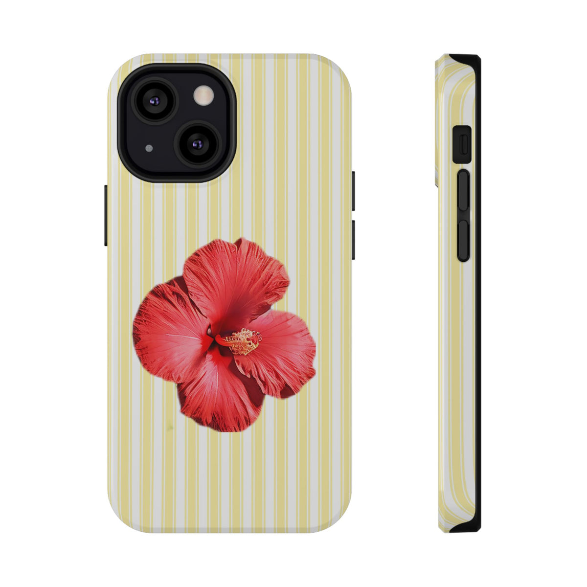 Hibiscus Stripe protective phone case for iPhone 13 Mini, glossy finish