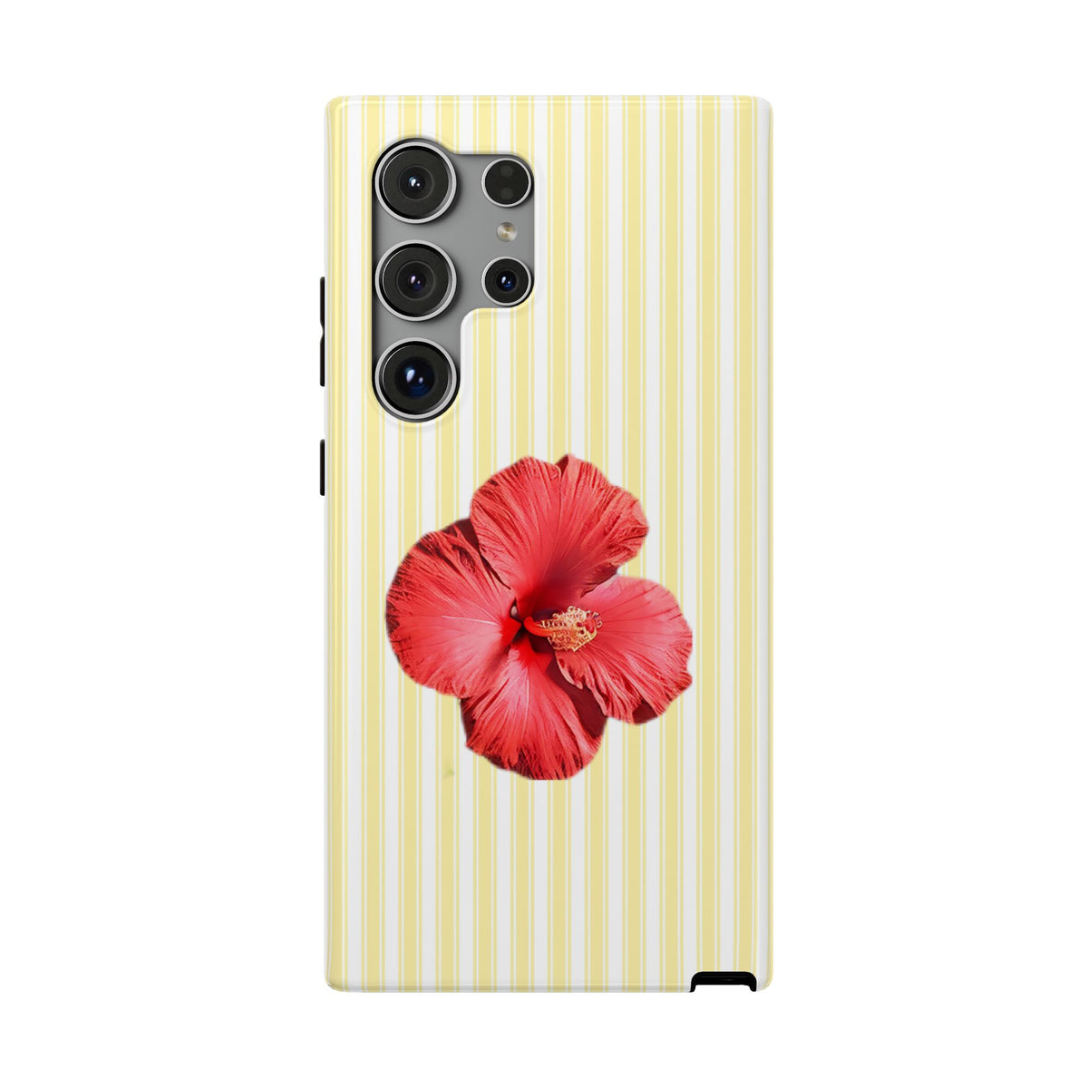 Hibiscus Stripe protective phone case for Samsung Galaxy S24 Ultra, glossy finish
