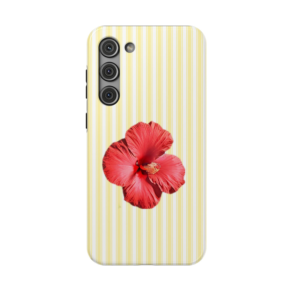 Hibiscus Stripe protective phone case for Samsung Galaxy S23 Plus, glossy finish