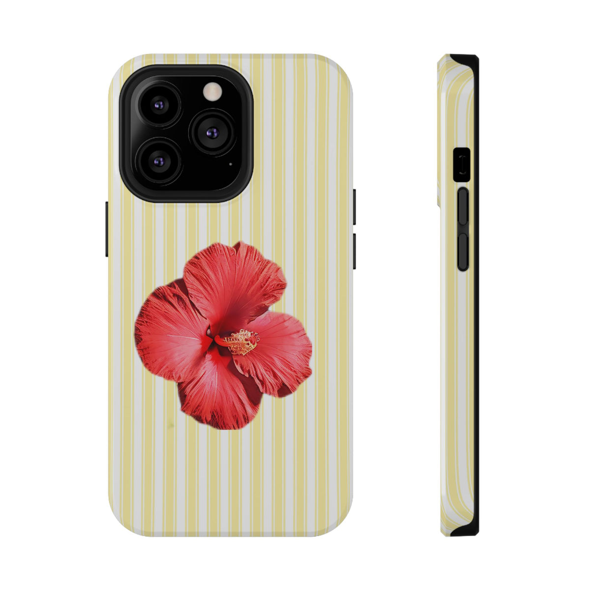 Hibiscus Stripe protective phone case for iPhone 13 Pro, glossy finish