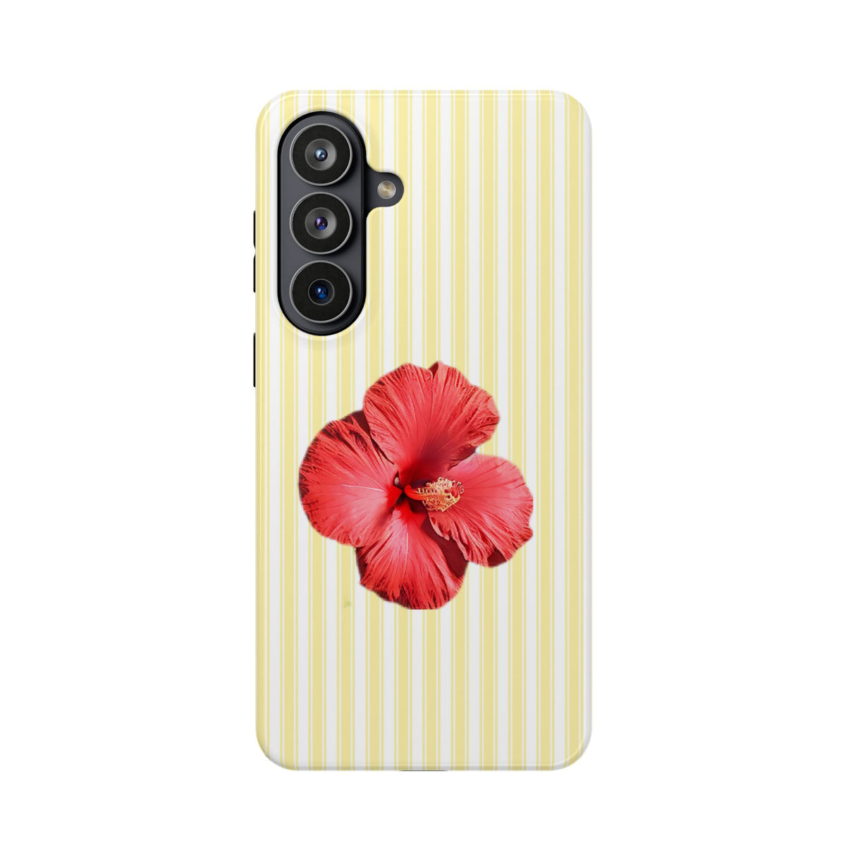 Hibiscus Stripe protective phone case for Samsung Galaxy S26 Plus, glossy finish