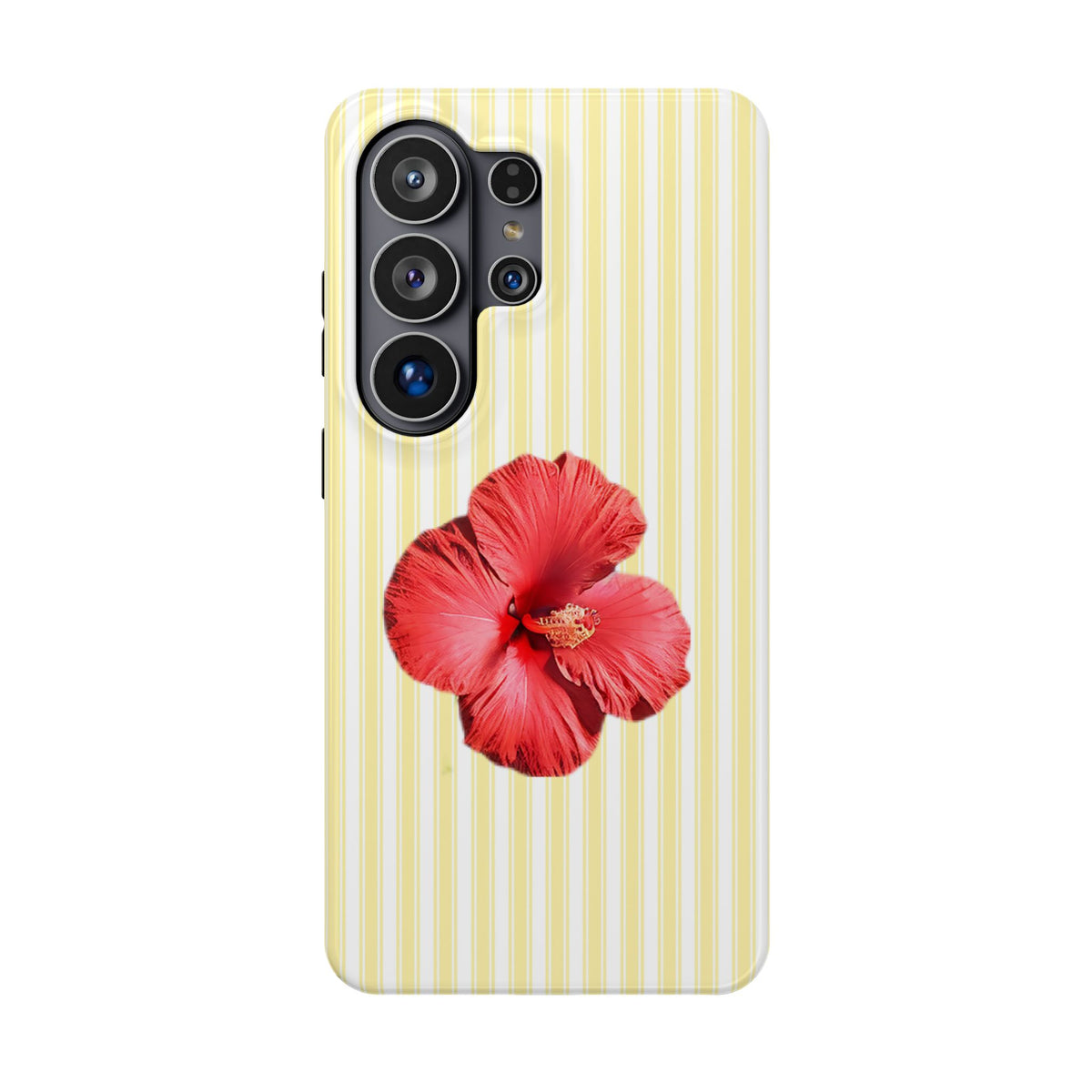 Hibiscus Stripe protective phone case for Samsung Galaxy S26 Ultra, glossy finish