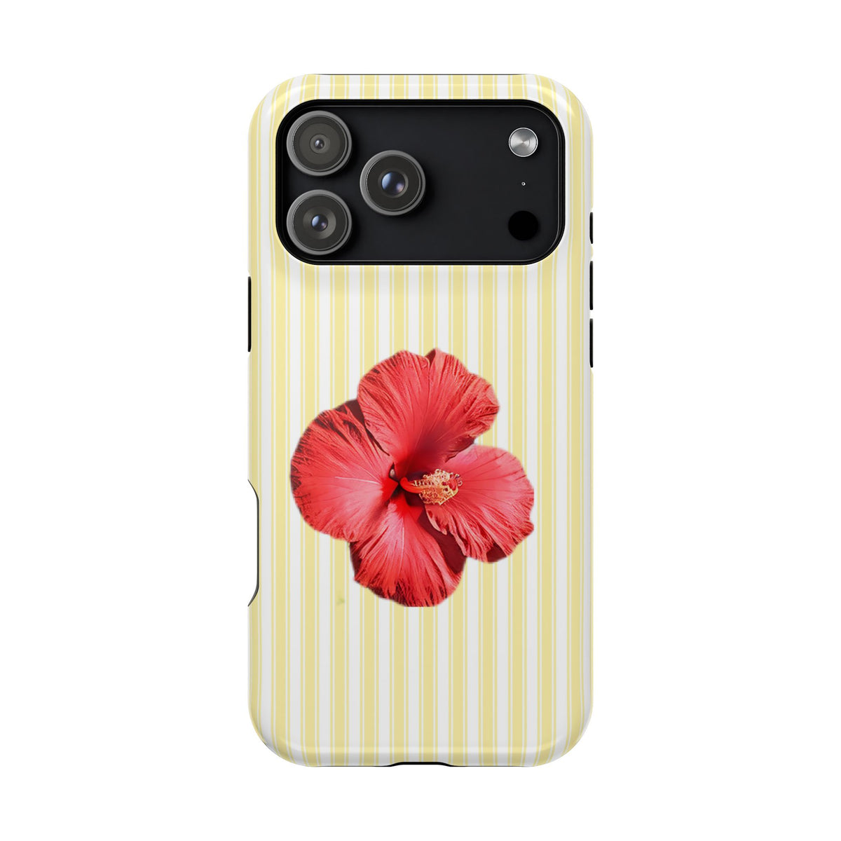 Hibiscus Stripe protective phone case for iPhone 18 Pro Max, glossy finish