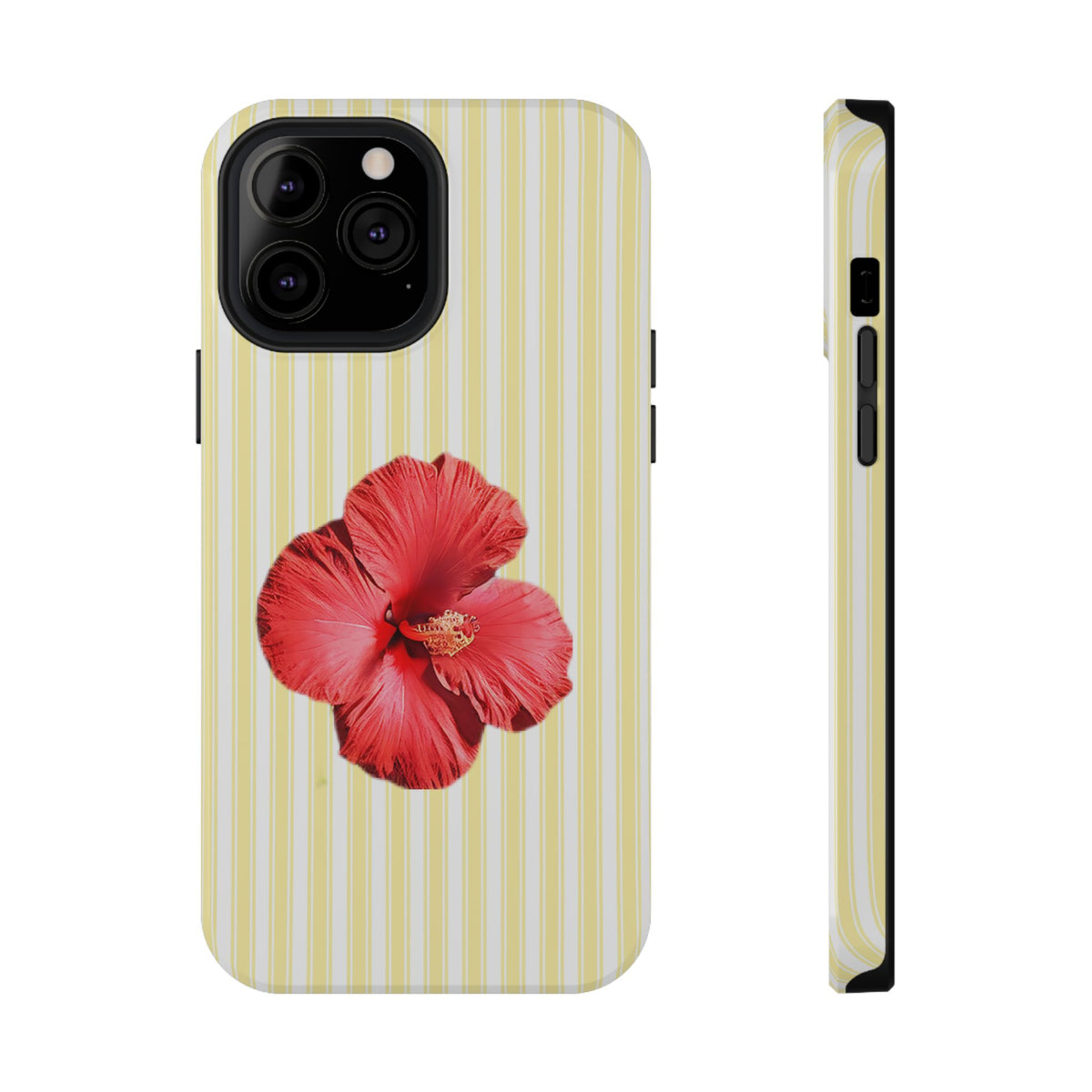 Hibiscus Stripe protective phone case for iPhone 13 Pro Max, glossy finish
