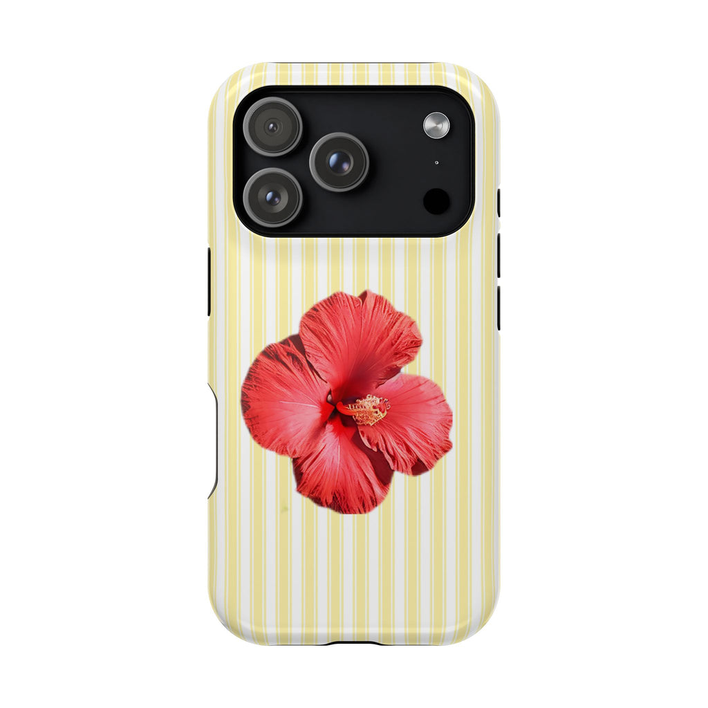 Hibiscus Stripe MagSafe case for iPhone 18 Pro, glossy finish