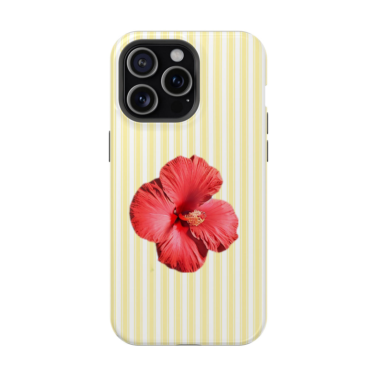 Hibiscus Stripe MagSafe case for iPhone 15 Pro Max, glossy finish