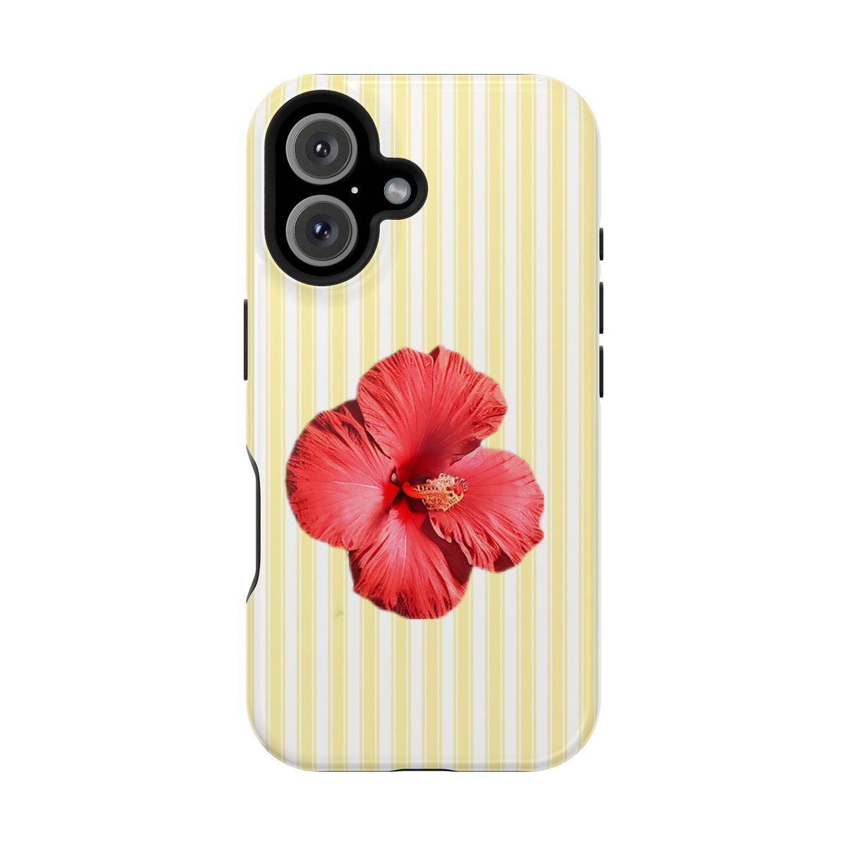 Hibiscus Stripe MagSafe case for iPhone 16, glossy finish