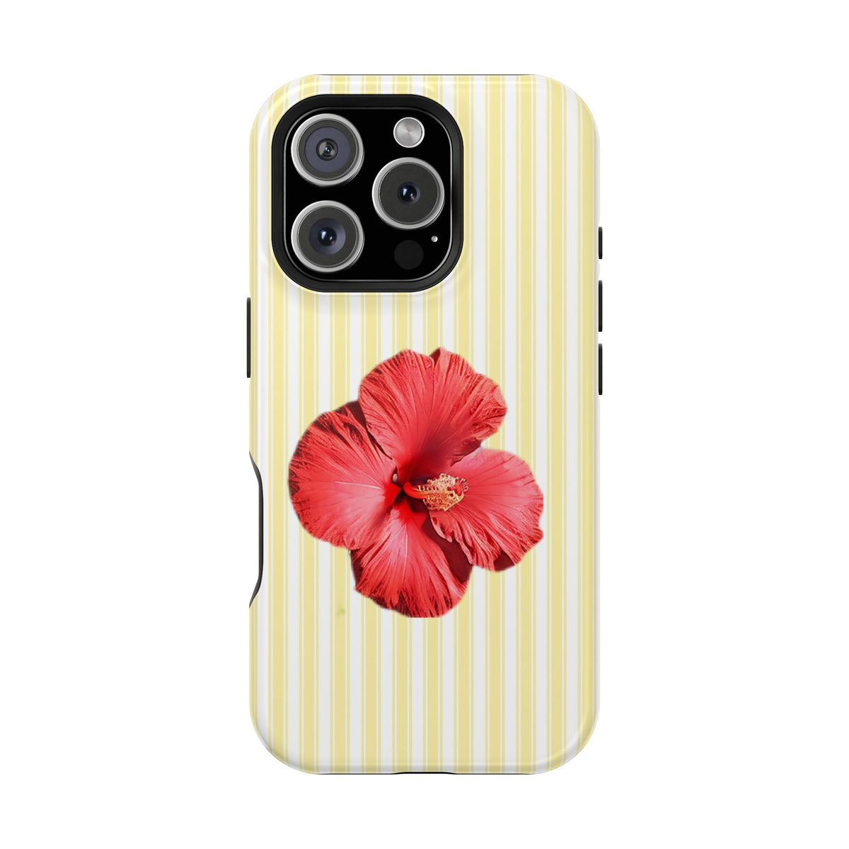 Hibiscus Stripe MagSafe case for iPhone 16 Pro, glossy finish
