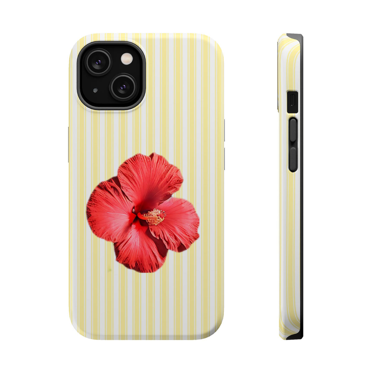 Hibiscus Stripe MagSafe case for iPhone 14, glossy finish