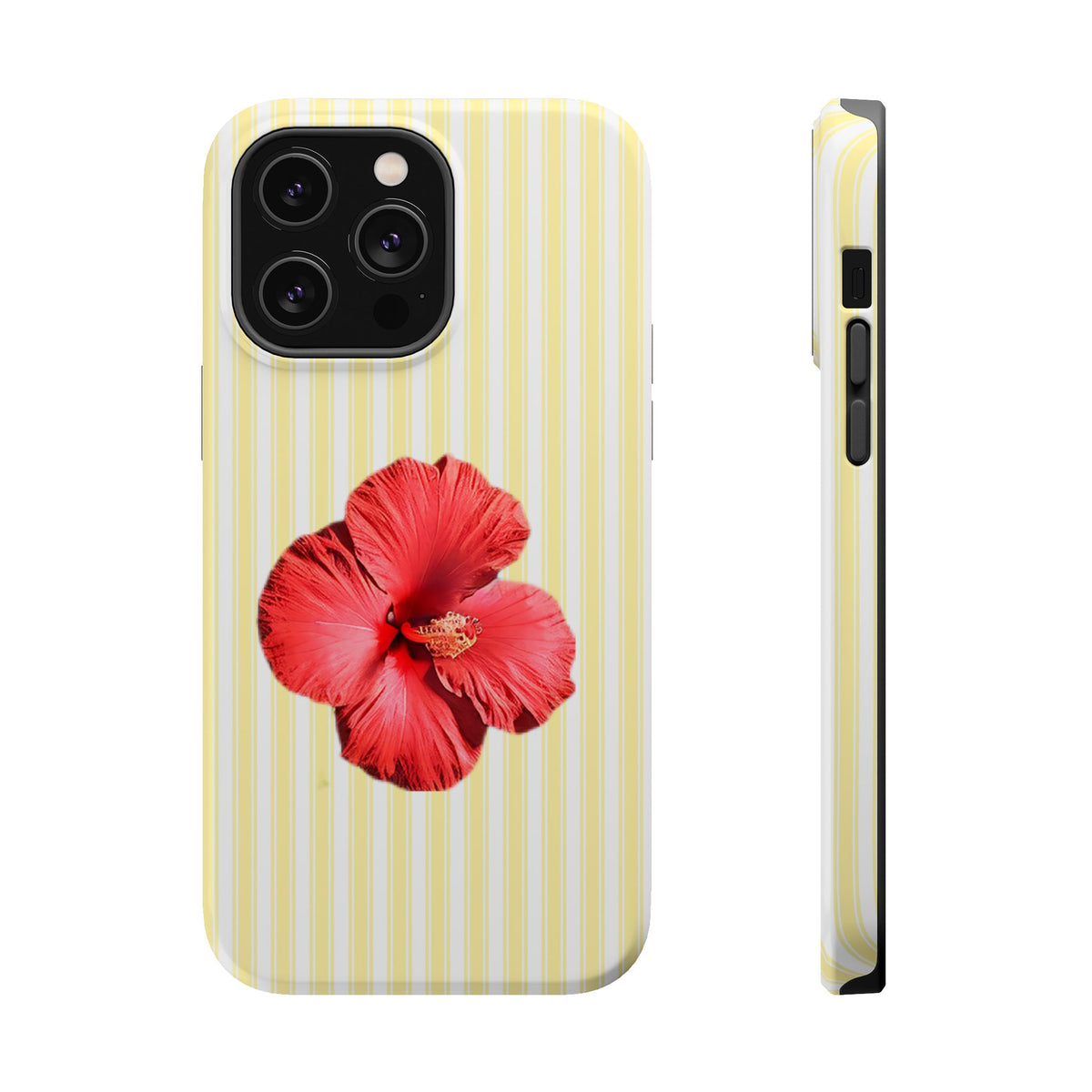 Hibiscus Stripe MagSafe case for iPhone 14 Pro Max, glossy finish