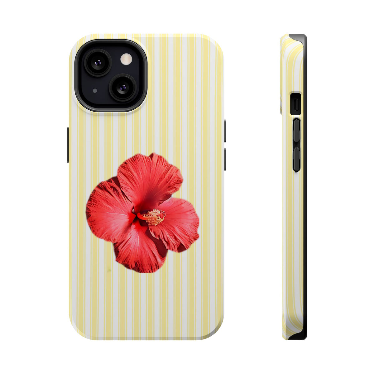 Hibiscus Stripe MagSafe case for iPhone 13, glossy finish