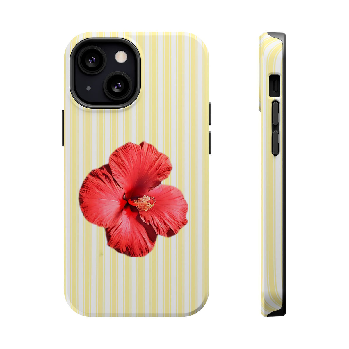 Hibiscus Stripe MagSafe case for iPhone 13 Mini, glossy finish