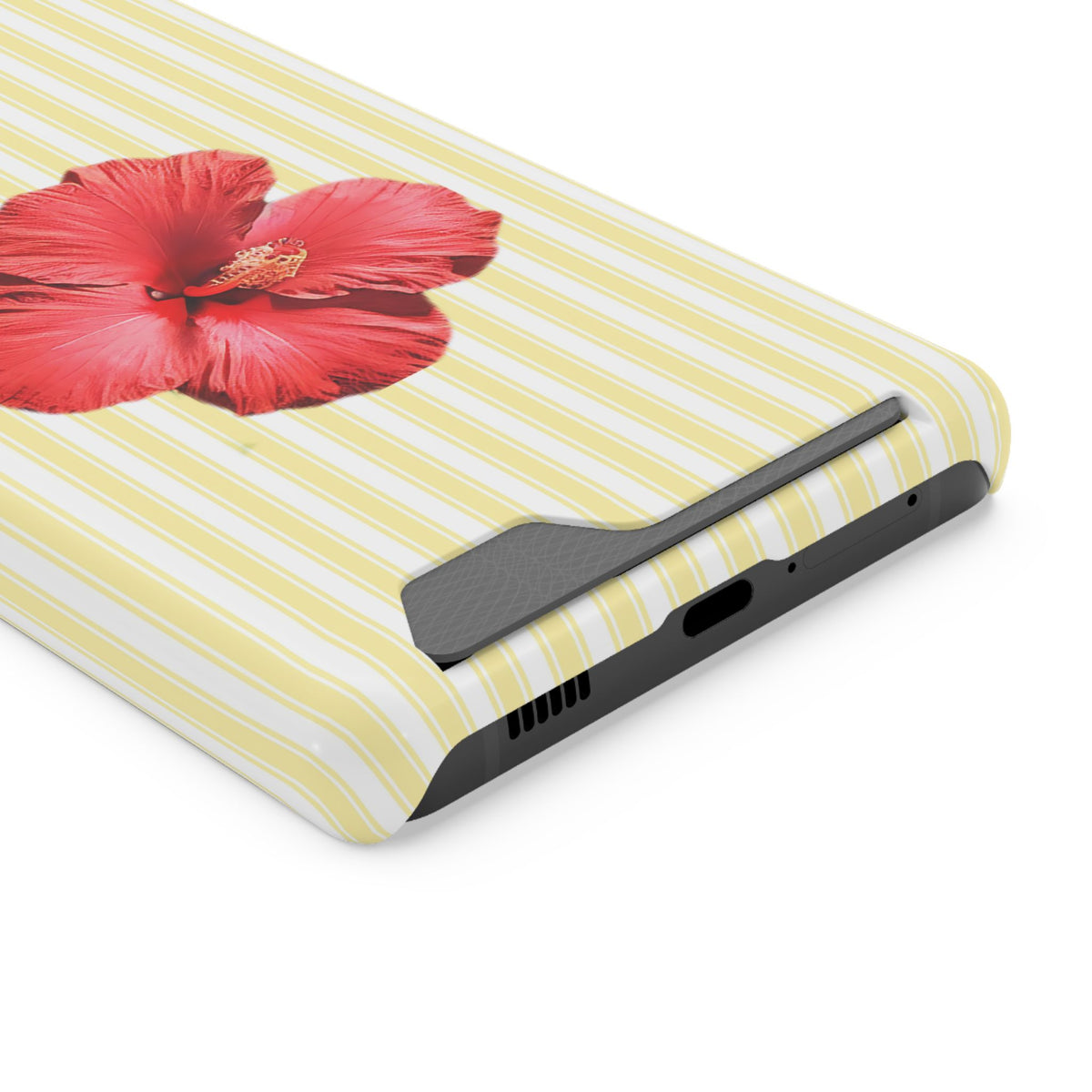 Hibiscus Stripe phone case with card holder for Samsung Galaxy S21 Ultra, glossy finish